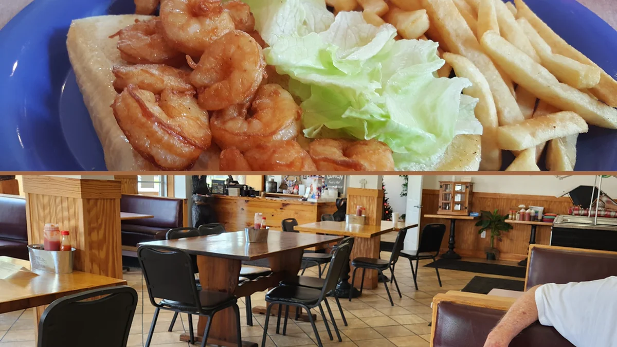 Family restaurant dining room with tables and chairs.